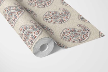 'Josefin' Paisley Floral Print Wallpaper (Red/ Blue/ Beige) - Image 3