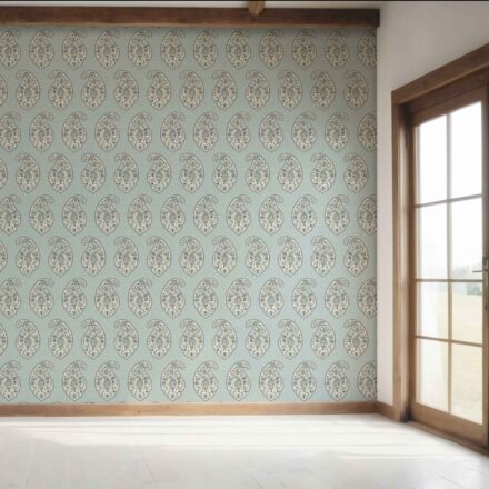 'Soria' Paisley Floral Print Wallpaper (Blue/ Green/ Gray) - Image 7