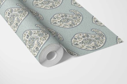 'Soria' Paisley Floral Print Wallpaper (Blue/ Green/ Gray) - Image 3