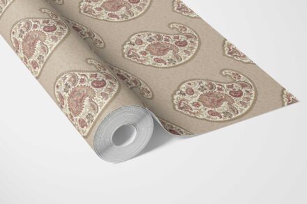 'Balder' Neutral Paisley Floral Print Wallpaper (Brown/ Beige/ Pink) - Image 3