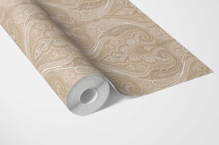 'Zorya' Neutral Paisley Floral/ Damask Patterned Wallpaper (Brown/ Beige/ Taupe) - Image 3