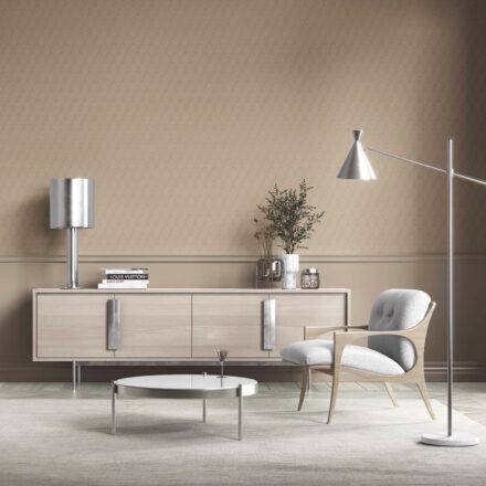 'Exhale' Neutral Self-Patterned Damask Floral Wallpaper (Beige/ Tan/ Taupe) - Image 2