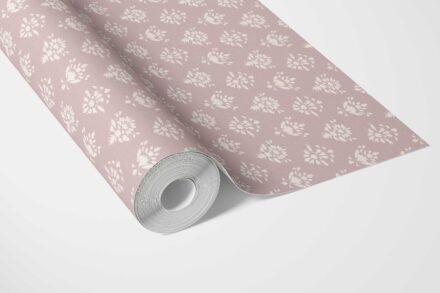 'Plum Blossom' Floral Block Print Wallpaper (Blush Pink/ Off-White) - Image 2