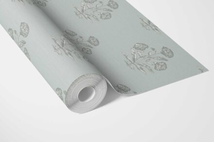'Arles' Floral Block Print Wallpaper (Shell Blue/ Gray) - Image 3