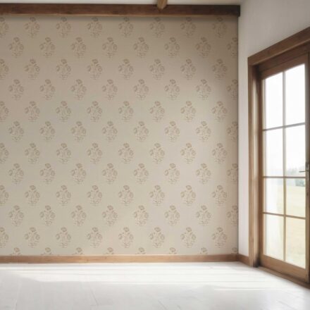 'Peekaboo' Neutral Floral Block Print Wallpaper (Warm Beige/ Greige/ Brown) - Image 7