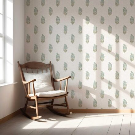 'Benedict' Floral Block Print Wallpaper (Duck Egg Blue/ Green) - Image 5