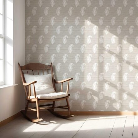 'Cypress Moon' Neutral Paisley Floral Wallpaper (Beige/ Warm Gray/ Taupe/ White) - Image 5