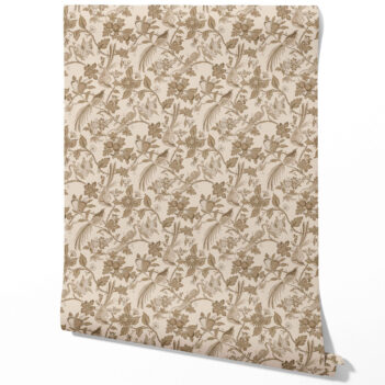 'Brie' Neutral Floral/ Birds Print Wallpaper (Brown/ Beige/ Taupe)