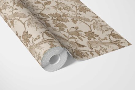 'Brie' Neutral Floral/ Birds Print Wallpaper (Brown/ Beige/ Taupe) - Image 3