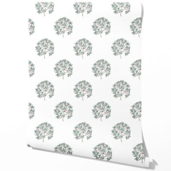 'Crophopper' Floral Block Print Wallpaper (Green/ Pink)