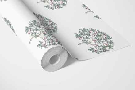 'Crophopper' Floral Block Print Wallpaper (Green/ Pink) - Image 3