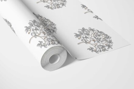 'Charbagh' Neutral Floral Block Print Wallpaper (Gray/ Brown) - Image 3