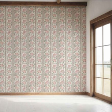 'Despina' Vintage Floral Striped/ Botanical Wallpaper (Pink/ Green) - Image 7
