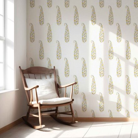 'Almens' Ethnic/ Vintage-Inspired Floral Paisley Wallpaper (Yellow/ Green/ Off-White) - Image 2