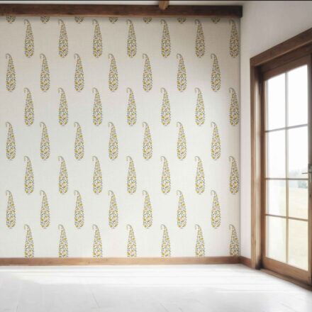 'Almens' Ethnic/ Vintage-Inspired Floral Paisley Wallpaper (Yellow/ Green/ Off-White) - Image 7