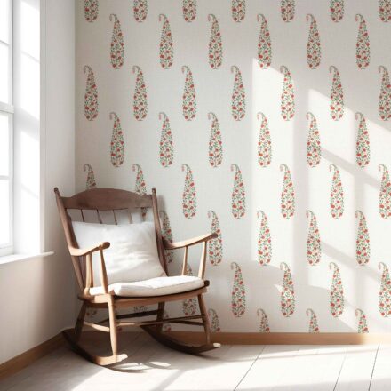'Ramsen' Ethnic/ Vintage-Inspired Floral Paisley Wallpaper (Red/ Green/ Off-White) - Image 2
