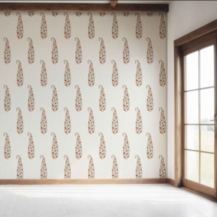'Ramsen' Ethnic/ Vintage-Inspired Floral Paisley Wallpaper (Red/ Green/ Off-White) - Image 7