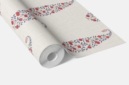 'Olsberg' Ethnic/ Vintage-Inspired Floral Paisley Wallpaper (Red/ Navy Blue/ Off-White) - Image 3