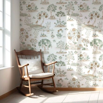 'Claremont' Modern Floral Botanical/ Nature Print Wallpaper (White/ Beige/ Green/ Brown/ Gray) - Image 5
