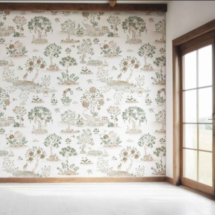 'Claremont' Modern Floral Botanical/ Nature Print Wallpaper (White/ Beige/ Green/ Brown/ Gray) - Image 7