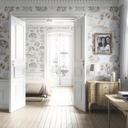 'Claremont' Modern Floral Botanical/ Nature Print Wallpaper (White/ Beige/ Green/ Brown/ Gray) - Image 4
