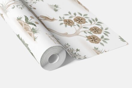 'Claremont' Modern Floral Botanical/ Nature Print Wallpaper (White/ Beige/ Green/ Brown/ Gray) - Image 3