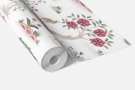 'Bargen' Modern Floral Botanical/ Nature Print Wallpaper (White/ Pink/ Red/ Green/ Gray) - Image 3