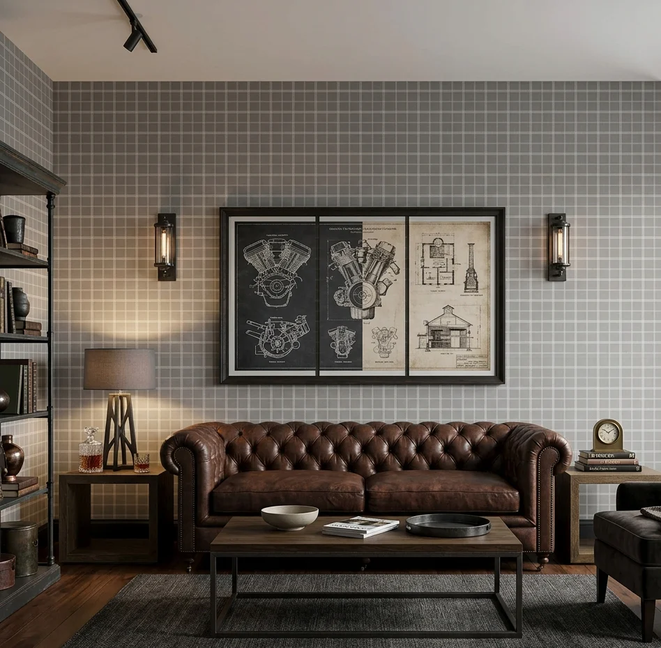 Lounge plaid wallpaper