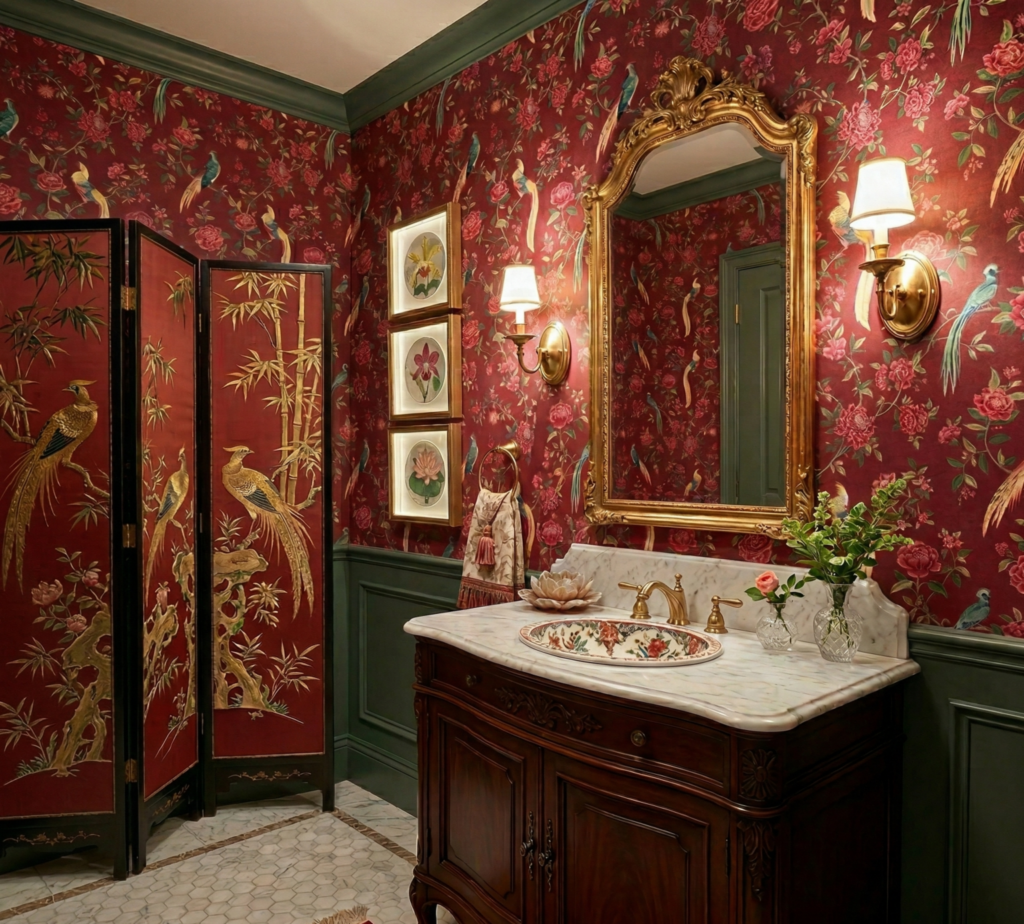 Red Bathroom Wallpaper