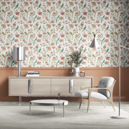 'Jathim' Floral Chinoiserie/ Nature Bird Print Wallpaper (Orange/ Pink/ Blue/ Green/ Yellow) - Image 2