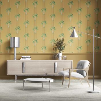 'Elias' Botanical/ Floral Block Print Wallpaper (Yellow/ Green)