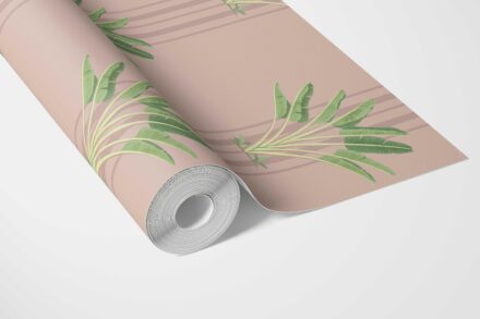 'Moselle' Botanical/ Floral Block Print Wallpaper (Pink/ Green) - Image 3