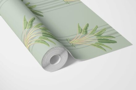 'Aquatic' Botanical/ Floral Block Print Wallpaper (Duck Egg Blue/ Green) - Image 3