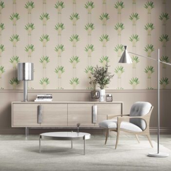 'Parvat' Botanical/ Floral Block Print Wallpaper (Beige/ Cream/ Green)