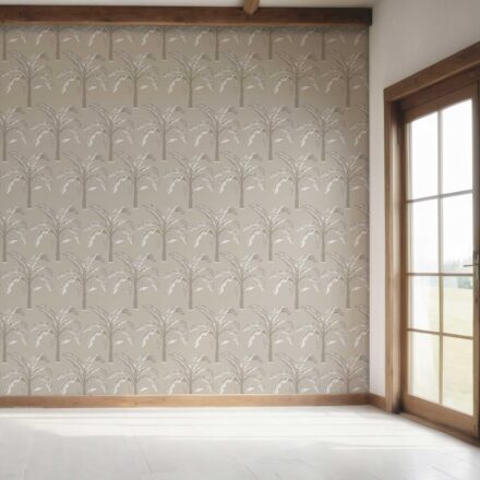 'Shishi' Floral/ Botanical Palm Trees Patterned Wallpaper (Greige/ Soft Taupe/ Gray) - Image 7