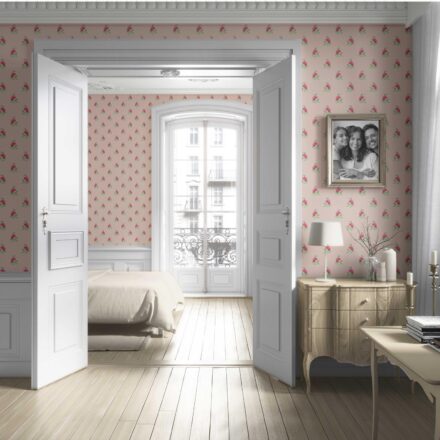 'Mayoro' Vintage-Inspired Floral Block Print Wallpaper (Pink/ Green) - Image 4