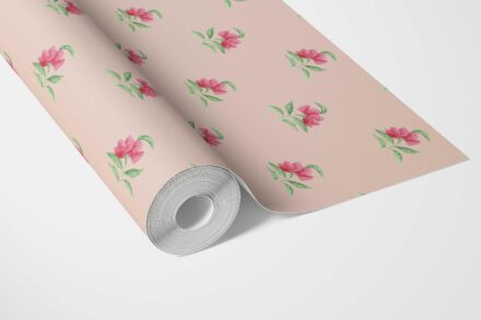 'Mayoro' Vintage-Inspired Floral Block Print Wallpaper (Pink/ Green) - Image 2