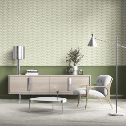 'Batemans' Geometric Zigzag/ Chevron Wallpaper (Green/ Yellow) - Image 3