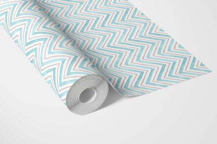'Pitaya' Geometric Zigzag/ Chevron Wallpaper (Blue) - Image 2