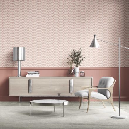 'Anne Canal' Geometric Zigzag/ Chevron Wallpaper (Pink/ Yellow) - Image 3