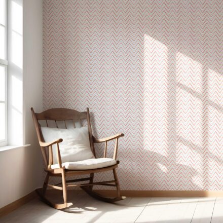 'Amager' Geometric Zigzag/ Chevron Wallpaper (Coral Pink/ Blue) - Image 5
