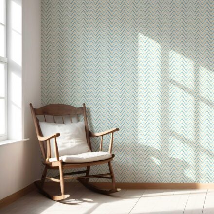 'Gazania' Geometric Zigzag/ Chevron Wallpaper (Blue/ Yellow) - Image 5