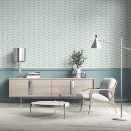 'Gazania' Geometric Zigzag/ Chevron Wallpaper (Blue/ Yellow) - Image 3