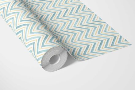 'Gazania' Geometric Zigzag/ Chevron Wallpaper (Blue/ Yellow) - Image 2