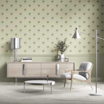 'Calla Lily' Vintage-Inspired Floral Block Print Wallpaper (Olive Green) - Image 2