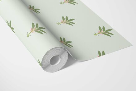 'Bee Balm' Vintage-Inspired Floral Block Print Wallpaper (Mint Green/ Pink) - Image 3