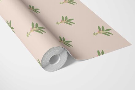 'Alpenrose' Vintage-Inspired Floral Block Print Wallpaper (Pastel Pink/ Green) - Image 3