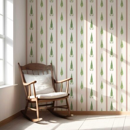 'Quince' Modern Floral/ Botanical Leaf Print Wallpaper (Red/ Green/ White) - Image 5