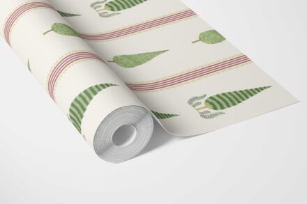 'Quince' Modern Floral/ Botanical Leaf Print Wallpaper (Red/ Green/ White) - Image 3
