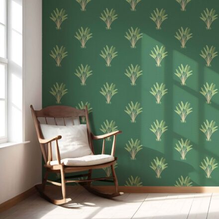 'Kazan' Botanical/ Floral Block Print Wallpaper (Green) - Image 5
